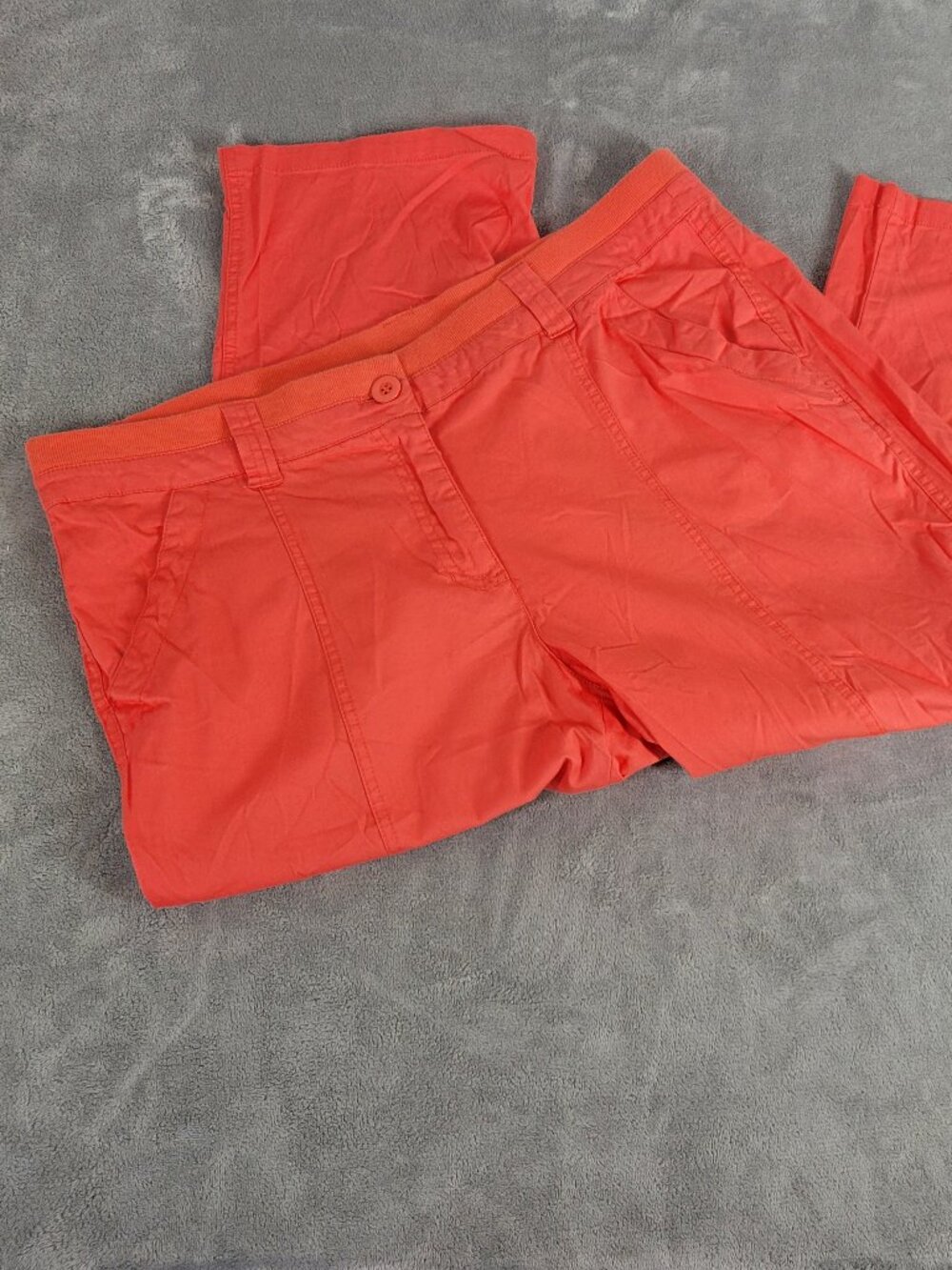 Coral Bay Capri Pants 18 Elastic‎ Waist Back Flap Pockets Zip Cargo ORA26E